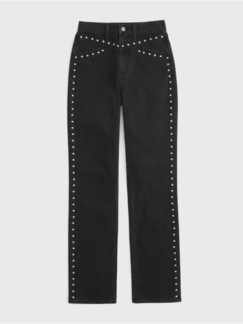 Abercrombie & Fitch Black Straight-Leg Jeans with Silver Studs